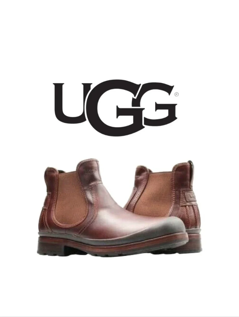 UGG Australia Matteson Leather Chelsea Boots Shearling Lined Mens Chestnut